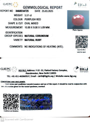 5.51/CT Natural Ruby with Govt. Lab Certificate